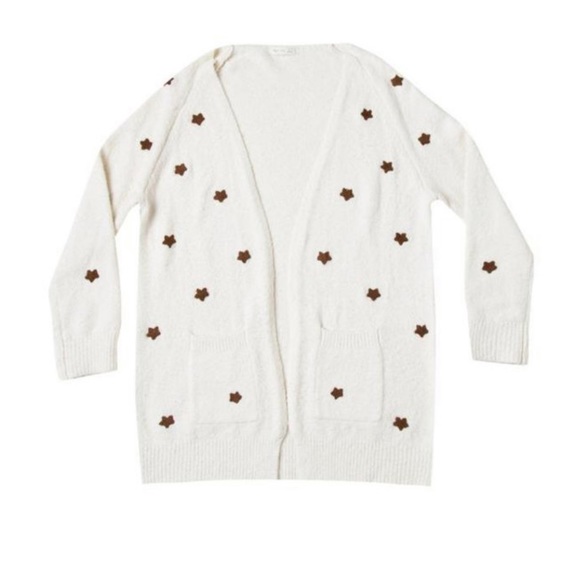 Rylee + Cru Sweaters - rylee and cru ivory stars soft plush open cardigan with pockets